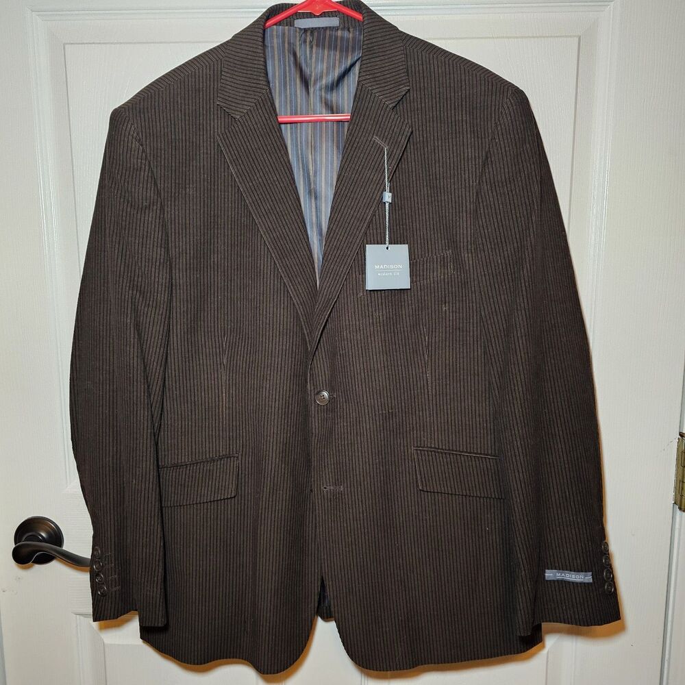 Madison Corduroy Pinstripe Brown Sport Coat Mens 44S NWT